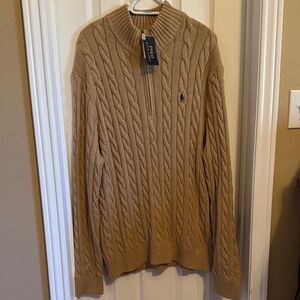 Ralph Lauren Men's Tan Cable Knit Sweater